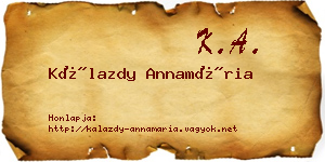 Kálazdy Annamária névjegykártya